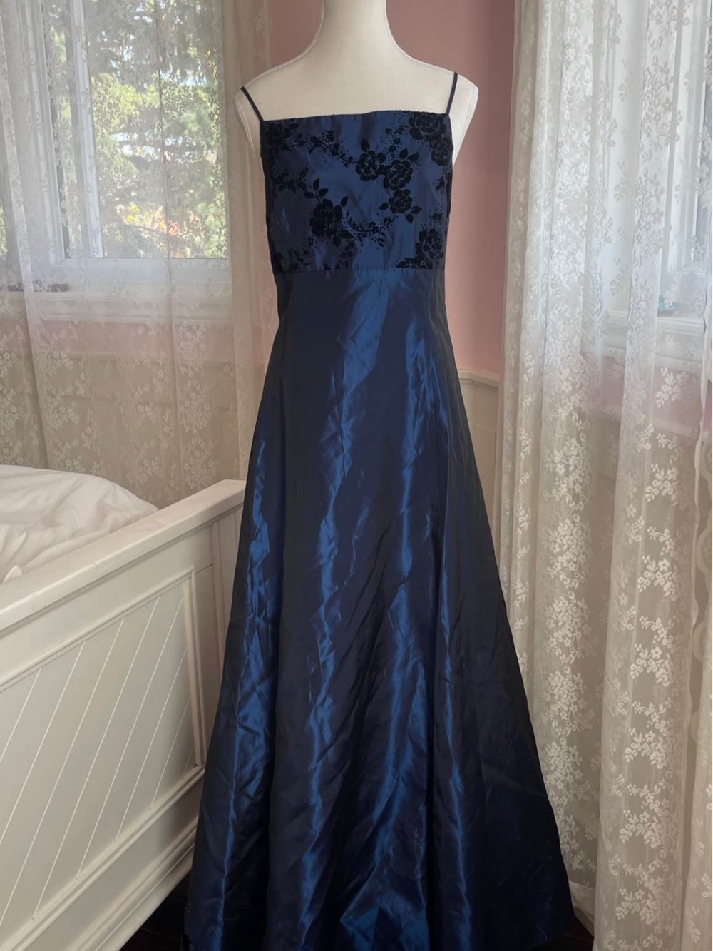 Vintage 90s dark blue prom dress